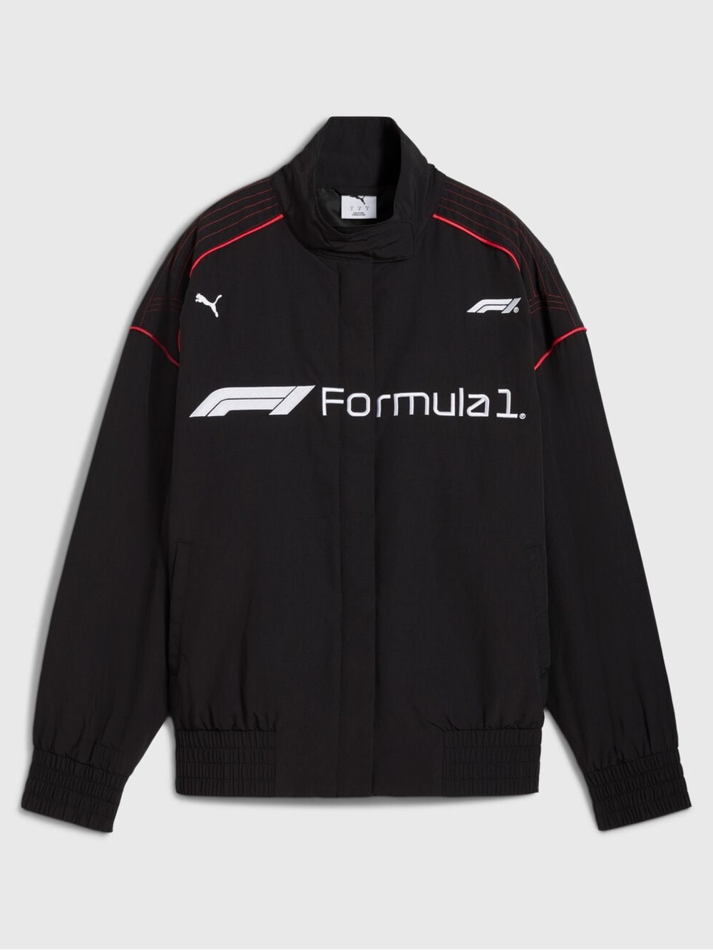 Puma Black Formula 1 F1 Track Jacket with Red Accents